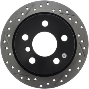 Mini Cooper Brake Rotor(1) - Rear Right - Stoptech - Slotted & Drilled - Black - `14-`19