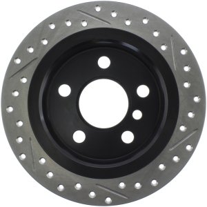 Mini Cooper Brake Rotor(1) - Rear Right - Stoptech - Slotted & Drilled - Black - `14-`19