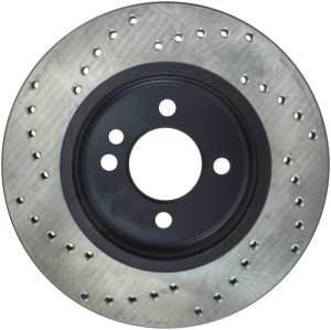Mini Cooper Brake Rotor (1) - Front Left - Stoptech - Drilled Sport - Black - `02-`06