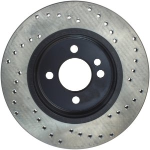 Mini Cooper Brake Rotor (1) - Front Right - Stoptech - Drilled Sport - Black - `02-`06
