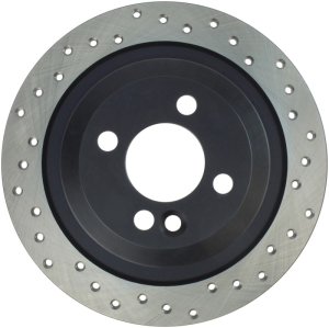 Mini Cooper Brake Rotors (2) - Front + Rear - Stoptech - Drilled Sport - Black - `09-`16