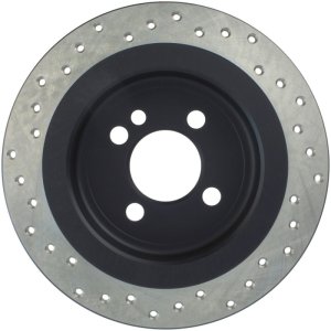Mini Cooper Brake Rotors (2) - Front + Rear - Stoptech - Drilled Sport - Black - `09-`16