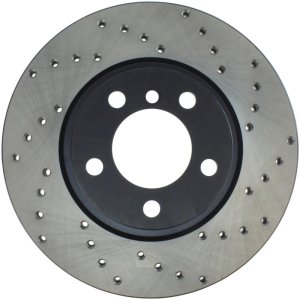 Mini Cooper Brake Rotors (2) - Front Left - Stoptech - Drilled Sport - Black - `13-`16