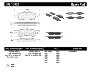Mini Cooper Brake Pads - Rear - Stoptech - Sport - `02-`08