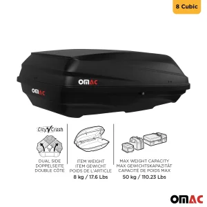 Roof Rack Cargo Box - 8 Cubic Feet - Dual Side Opening - Black