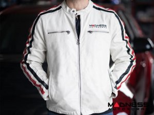 Leather Jacket - MADNESS Autoworks - White - Medium