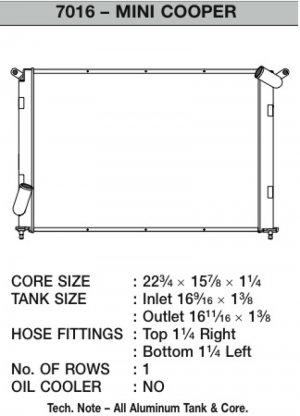 Mini Cooper S R53 Radiator - CSF - High-Performance All-Aluminum with B-Tube Technology - Smooth Satin Finish - `02-`06