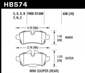 Mini Cooper Brake Pads - Rear - Hawk Performance - HPS 5.0 - 2007