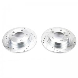 Mini Cooper Countryman Brake Rotors (2) - Rear - PowerStop - Evolution Drilled & Slotted - Silver - `11-`16
