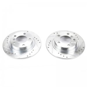 Mini Cooper Countryman Brake Rotors (2) - Rear - PowerStop - Evolution Drilled & Slotted - Silver - `11-`16