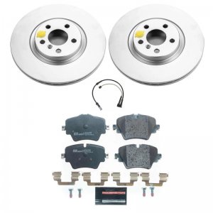 Mini Cooper Countryman Brake Kit - Front - PowerStop - Genuine Geomet Coated Rotors, ECE-R90 Certified Pads - `17-`21