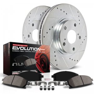 Mini Cooper Brake Kit - Front - PowerStop - Drilled & Slotted Rotors + Carbon-Fiber Ceramic Pads - `07-`10