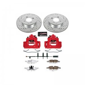 Mini Cooper Brake Kit - Front - PowerStop - Drilled/Slotted Rotors + Carbon-Fiber Ceramic Pads + Powder Coated Calipers - `02-`06
