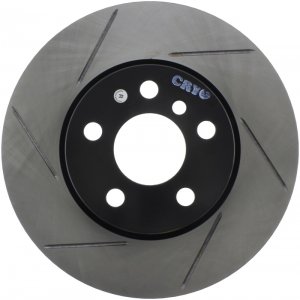 Mini Cooper Brake Rotor (1) - Front Right - Stoptech - Slotted - Black E-Coated - `14-`19