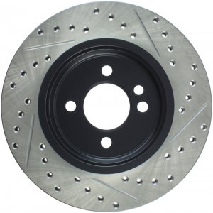 Mini Cooper Brake Rotor (1) - Right Front - Stoptech - Slotted & Drilled Sport - Black - `02-`07