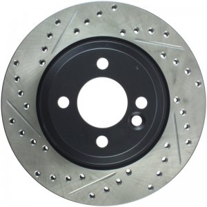 Mini Cooper Brake Rotor (1) - Right Front - Stoptech - Slotted & Drilled Sport - Black - `02-`07