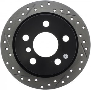Mini Cooper Brake Rotor (1) - Rear Right - Stoptech - Slotted & Drilled - Black - `14-`19