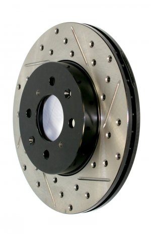 Mini Cooper S Brake Rotor (1) - Front Right - Stoptech - Slotted & Drilled - `15-`16