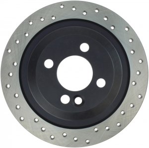 Mini Cooper Brake Rotors (2) - Front + Rear - Stoptech - Drilled Sport - Black - `09-`16