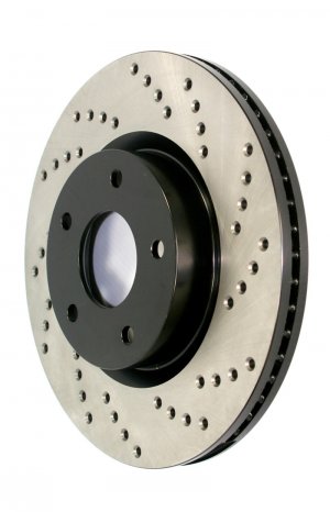 Mini Cooper Brake Rotor (1) - Front Right - Stoptech - Sport Drilled - Black - `15-`19