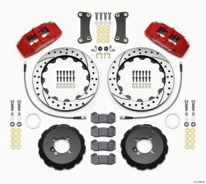 Mini Cooper Brake Kit - Front - Wilwood - 12.88in Drilled Rotors + DynaPro 6 Calipers - Red - 2002