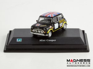 Hongwell Cararama Mini Cooper- 1/72 Scale Diecast Model Car - Black W/ British Flag