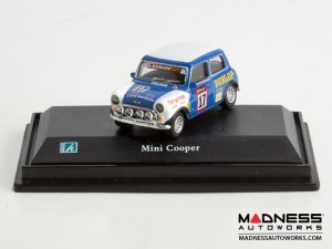 Hongwell Cararama Mini Cooper- 1/72 Scale Diecast Model Car - Blue W/ White 