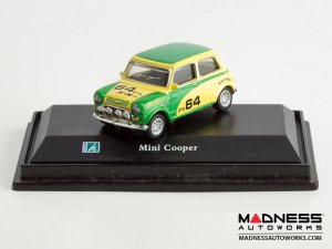 Hongwell Cararama Mini Cooper- 1/72 Scale Diecast Model Car - Yellow W/ Green