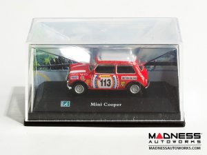 Hongwell Cararama Mini Cooper- 1/72 Scale Diecast Model Car - Red W/ White (113)