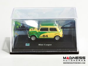 Hongwell Cararama Mini Cooper- 1/72 Scale Diecast Model Car - Yellow W/ Green