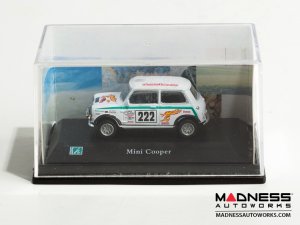Hongwell Cararama Mini Cooper- 1/72 Scale Diecast Model Car - White W/ Green Stripe