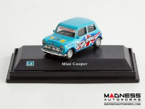 Hongwell Cararama Mini Cooper- 1/72 Scale Diecast Model Car - Light Blue W/ British Flag