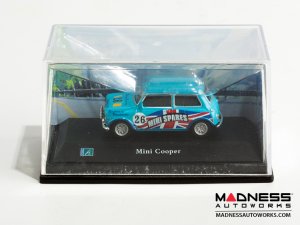 Hongwell Cararama Mini Cooper- 1/72 Scale Diecast Model Car - Light Blue W/ British Flag