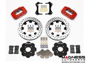 MINI Cooper Brake Conversion Kit - Wilwood Dynapro 4 Piston Front Brake Kit (Red Powder Coat Calipers / SRP Drilled & Slotted Rotors) (R55 / R56 / R57 Model)