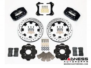 MINI Cooper Brake Conversion Kit - Wilwood Dynapro 4 Piston Front Brake Kit (Black Powder Coat Calipers / SRP Drilled & Slotted Rotors) (R55 / R56 / R57 Model)