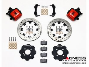 MINI Cooper Brake Conversion Kit - Wilwood Rear Brake Upgrade Kit (Red Powder Coated Calipers / Drilled & Slotted Rotors) (R55 / R56 / R57 Model)