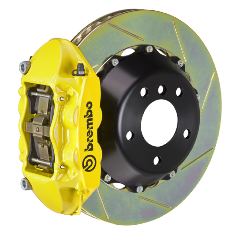 Mini Cooper Brake Kit - Front - Brembo - GT BBK 4 Piston Cast 345x28 2pc Rotor Slotted Type1 - Yellow - `14-`27