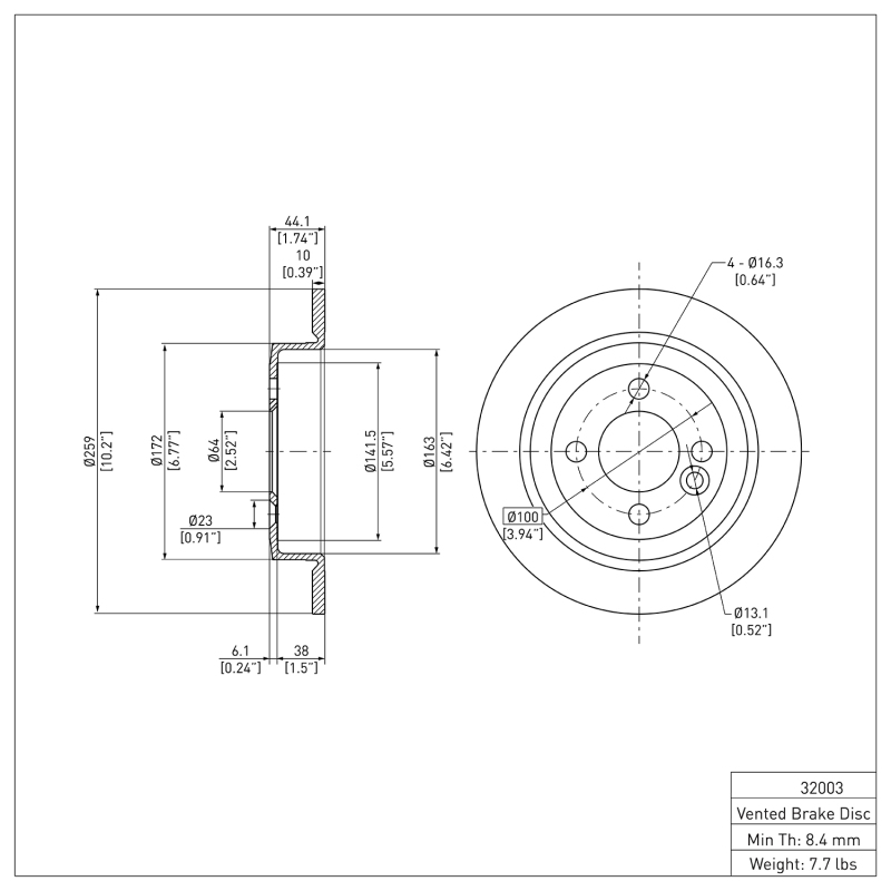 Mini Cooper Clubman Brake Rotor (1) - Rear - DFC - Plain - `02-`15