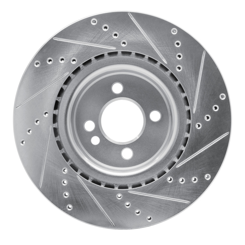 Mini Cooper Brake Rotor (1) - Front Left - DFC - Drilled & Slotted - Silver - `09-`14
