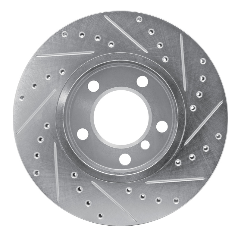 Mini Cooper Countryman Brake Rotor (1) - Front Left - DFC - Drilled & Slotted - Silver - `11-`16
