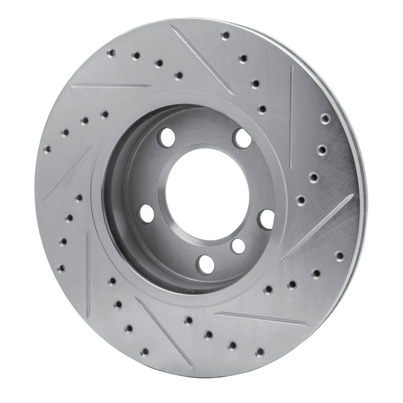 Mini Cooper Countryman Brake Rotor (1) - Front Left - DFC - Drilled & Slotted - Silver - `11-`16