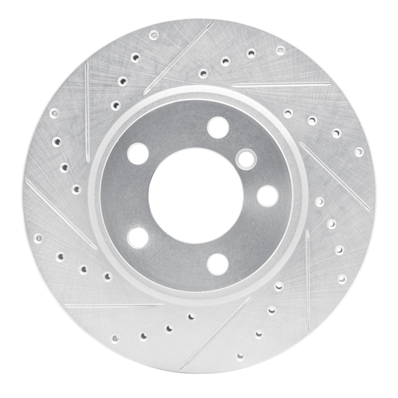 Mini Cooper Countryman Brake Rotor (1) - Front Left - DFC - Drilled & Slotted - Silver - `11-`16