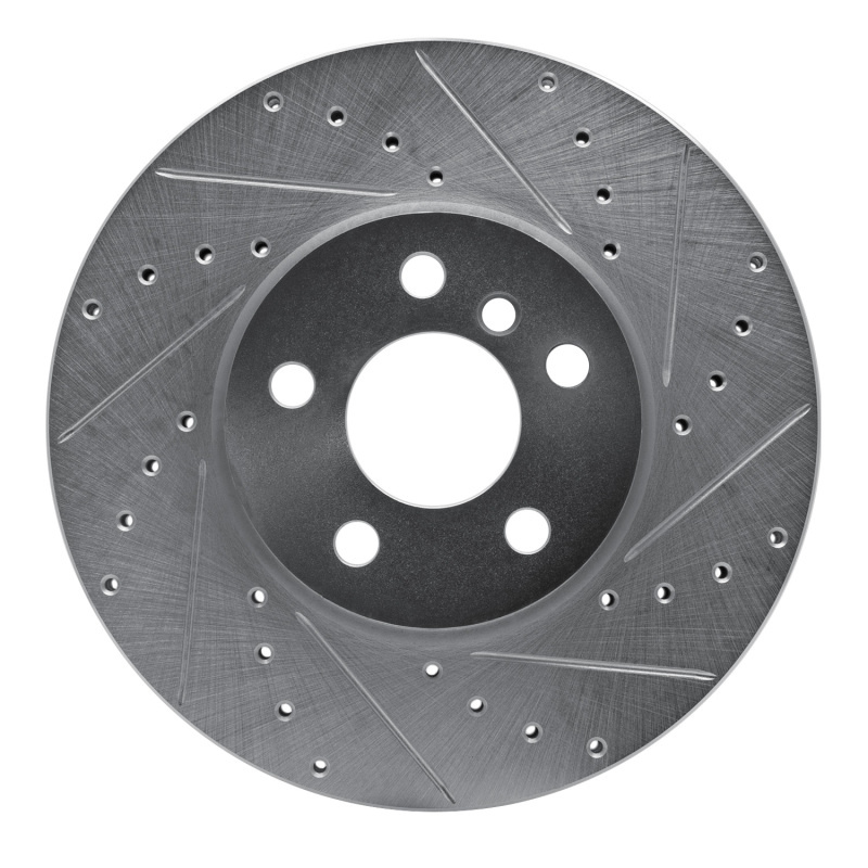 Mini Cooper Countryman Brake Rotor (1) - Front Right - DFC - Drilled & Slotted - Silver - `16-`24