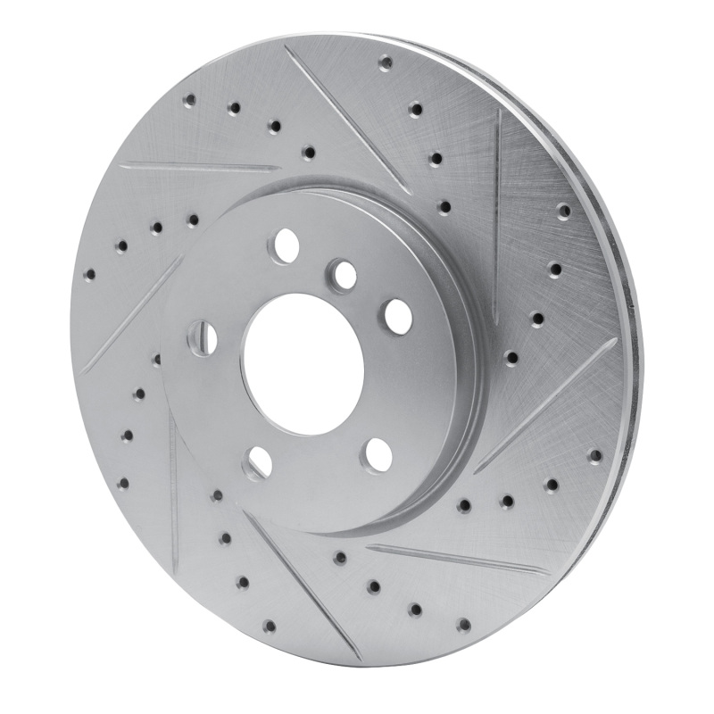 Mini Cooper Countryman Brake Rotor (1) - Front Right - DFC - Drilled & Slotted - Silver - `16-`24