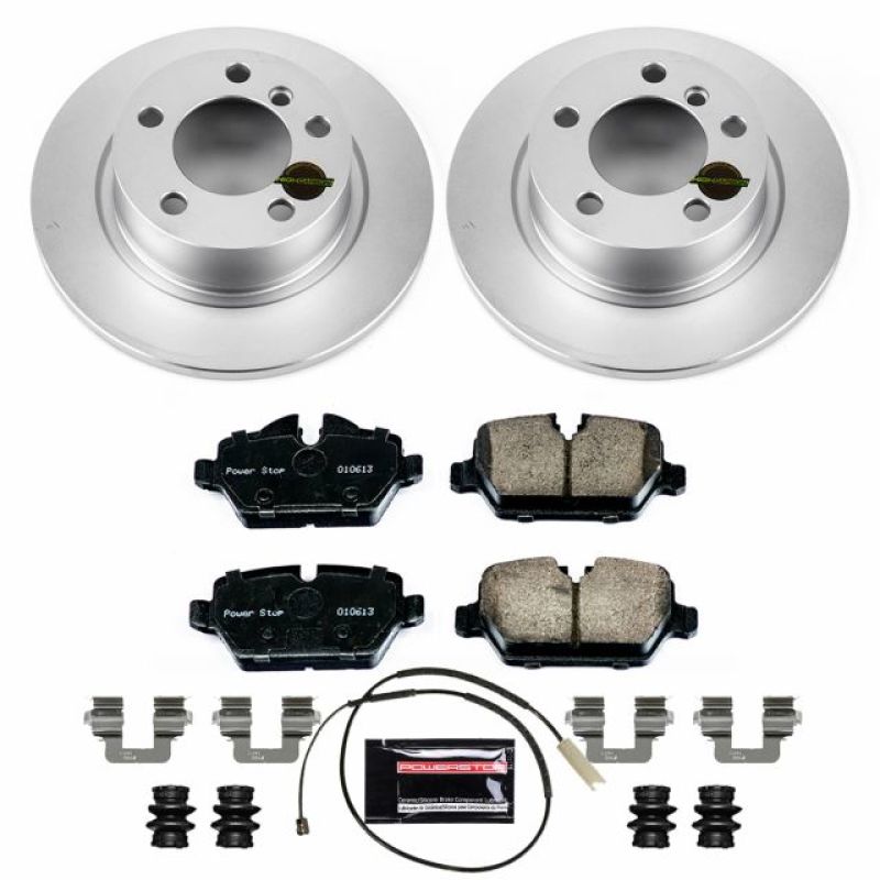 Mini Cooper Brake Kit - Rear - PowerStop - Geomet Coated Rotors + Carbon-Fiber Ceramic Pads - `13-`16