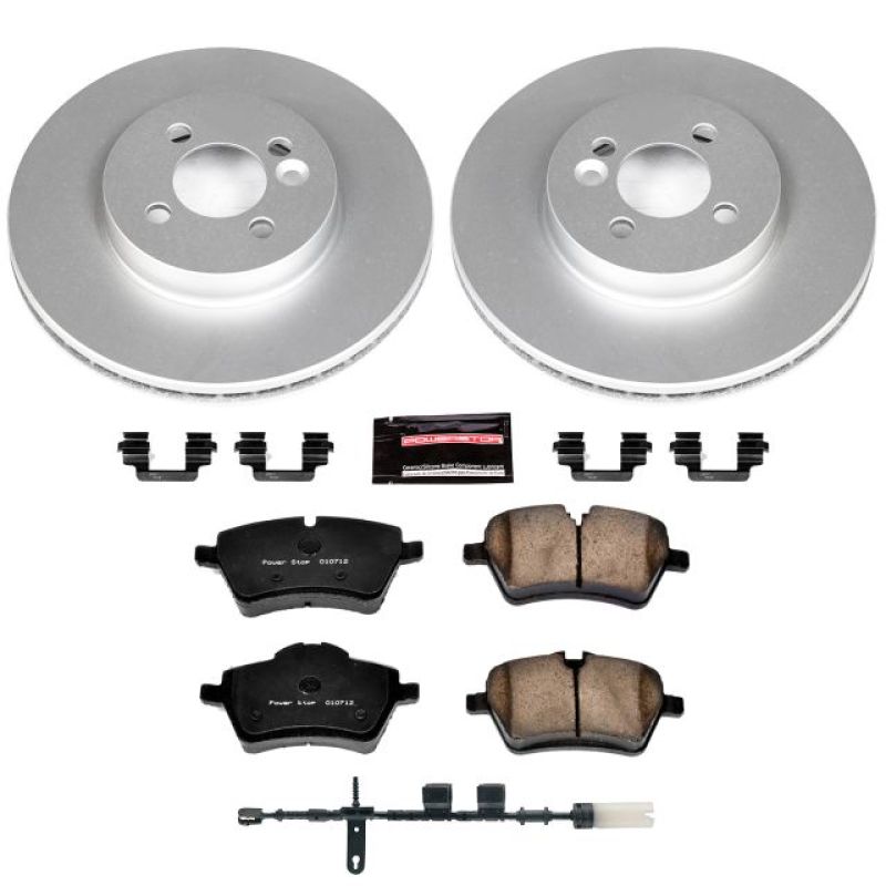 Mini Cooper Brake Kit - Front - PowerStop - Genuine Geomet Coated Rotors + Carbon-Fiber Ceramic Pads - `12-`16