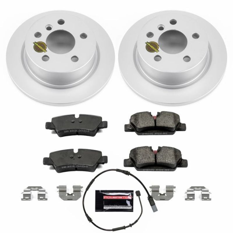 Mini Cooper Brake Kit - Rear - PowerStop - Geomet Coated Rotors + Carbon-Fiber Ceramic Pads - `14-`19