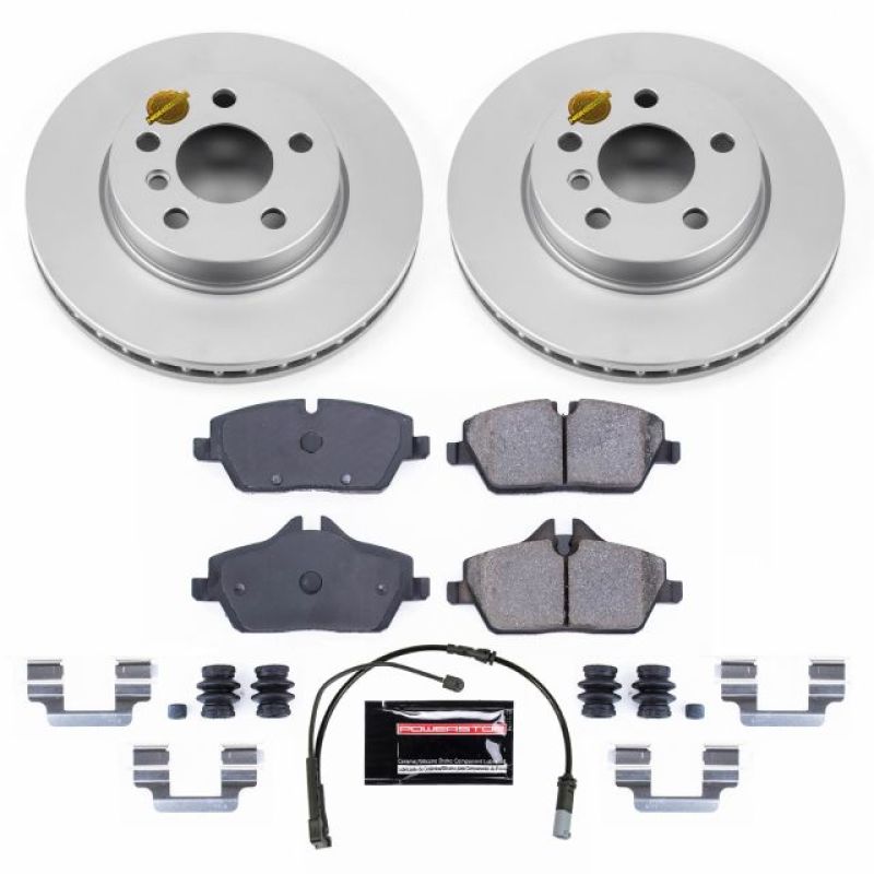 Mini Cooper Brake Kit - Front - PowerStop - Genuine Geomet Coated Rotors + Carbon-Fiber Ceramic Pads - `14-`21