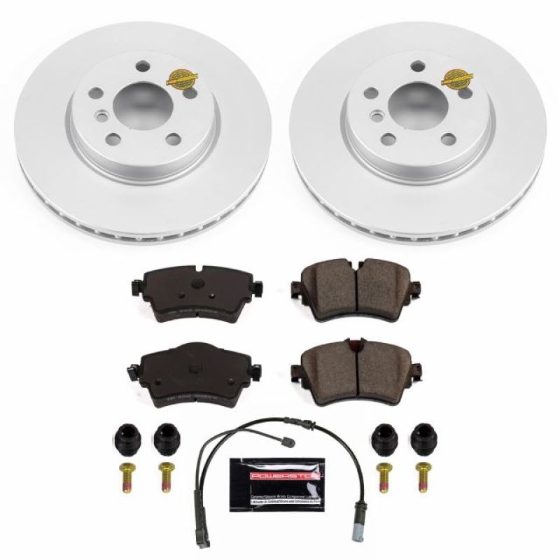 Mini Cooper Brake Kit - Front - PowerStop - Geomet Coated Rotors + Carbon-Fiber Ceramic Pads - `14-`19