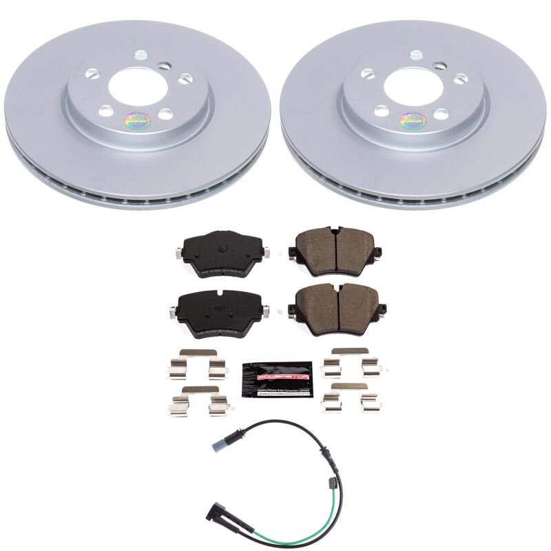 Mini Cooper Clubman Brake Kit - Front - PowerStop - Geomet Coated Rotors + Z23 Carbon-Fiber Ceramic Pads - `20-`24